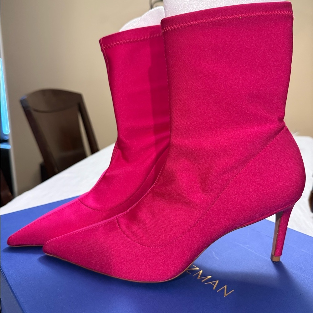 Stuart Weitzman Pink Ankle Booties with High Heel